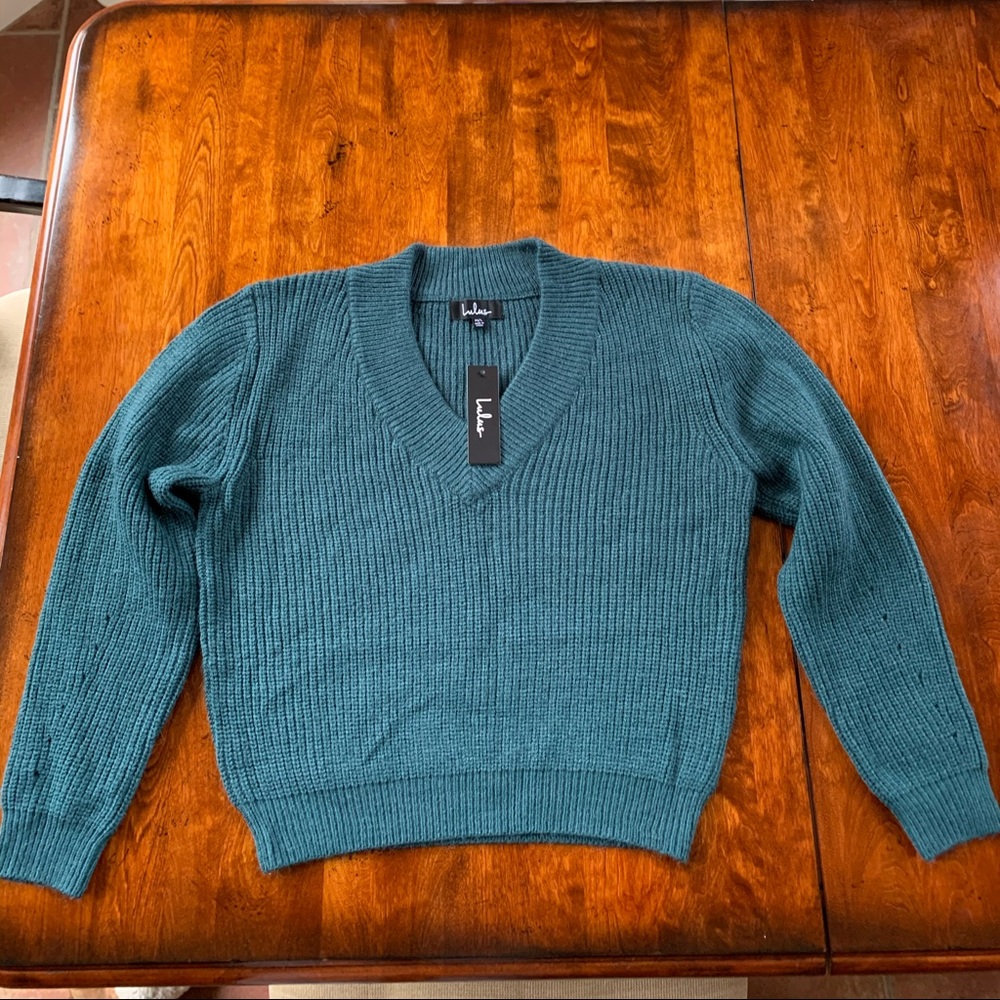 Lulu’s teal knit sweater NWT